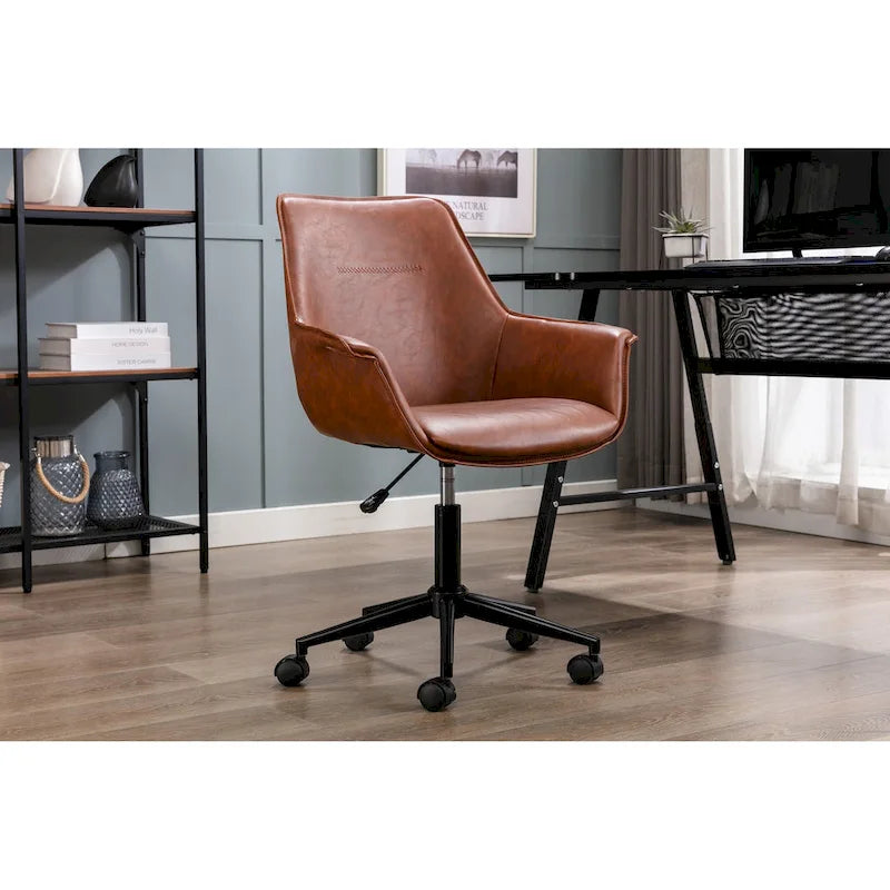 Chaise de bureau Porthos Home Jamar en cuir PU avec base roulante en métal