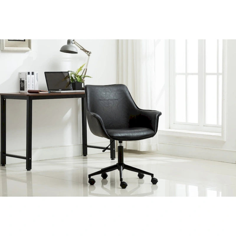Chaise de bureau Porthos Home Jamar en cuir PU avec base roulante en métal