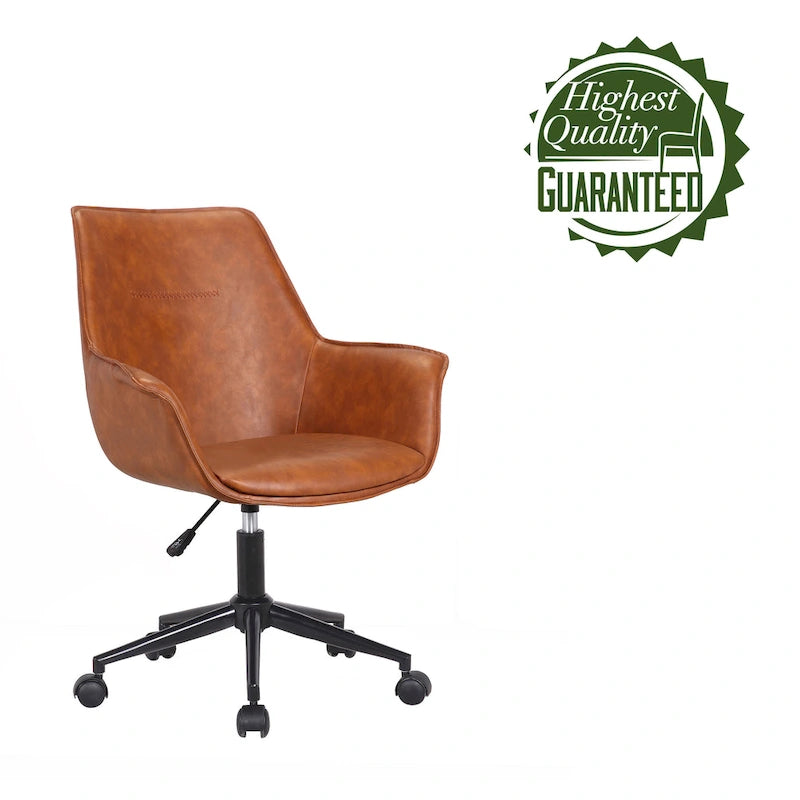 Chaise de bureau Porthos Home Jamar en cuir PU avec base roulante en métal