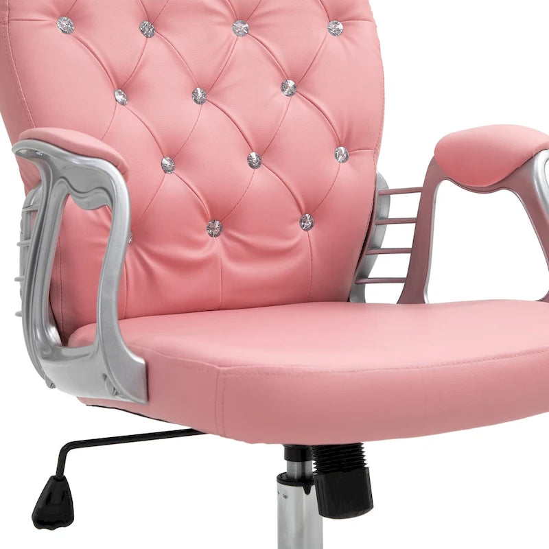 Vinsetto Chaise de Bureau en Faux Cuir, Dossier Matelassé, Roulettes Pivotantes, Chaise de Travail avec Accoudoirs Réglables en Hauteur