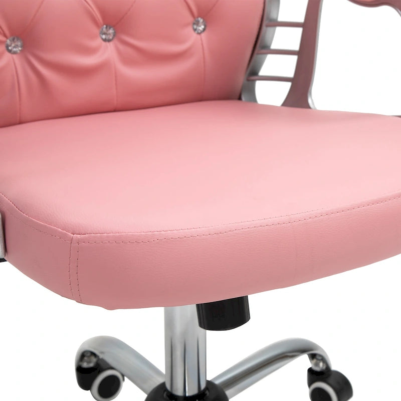 Vinsetto Chaise de Bureau en Faux Cuir, Dossier Matelassé, Roulettes Pivotantes, Chaise de Travail avec Accoudoirs Réglables en Hauteur