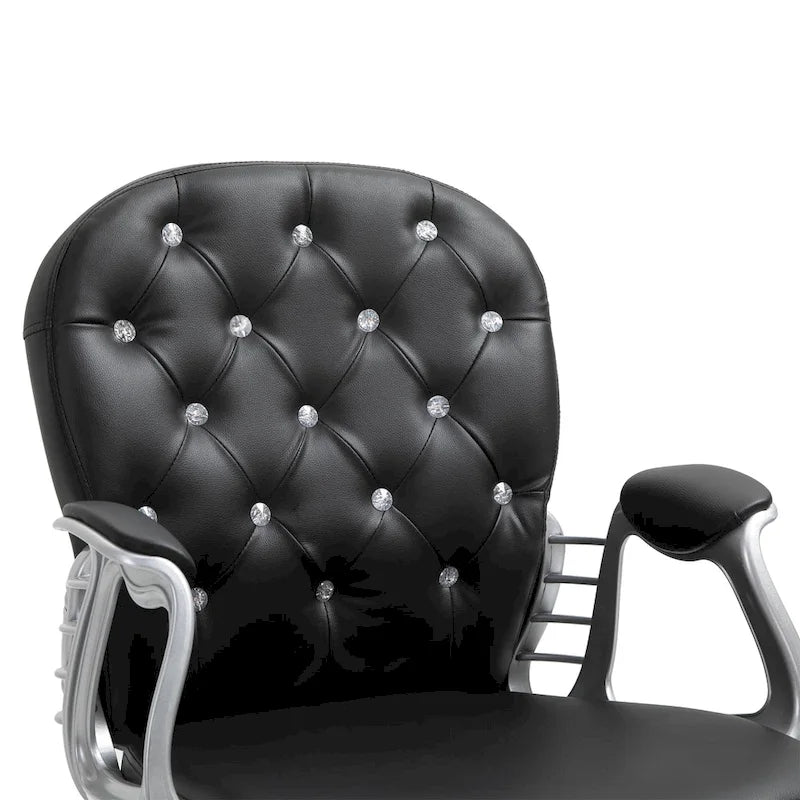 Vinsetto Chaise de Bureau en Faux Cuir, Dossier Matelassé, Roulettes Pivotantes, Chaise de Travail avec Accoudoirs Réglables en Hauteur