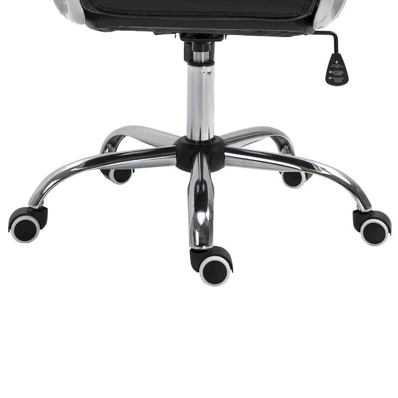 Vinsetto Chaise de Bureau en Faux Cuir, Dossier Matelassé, Roulettes Pivotantes, Chaise de Travail avec Accoudoirs Réglables en Hauteur