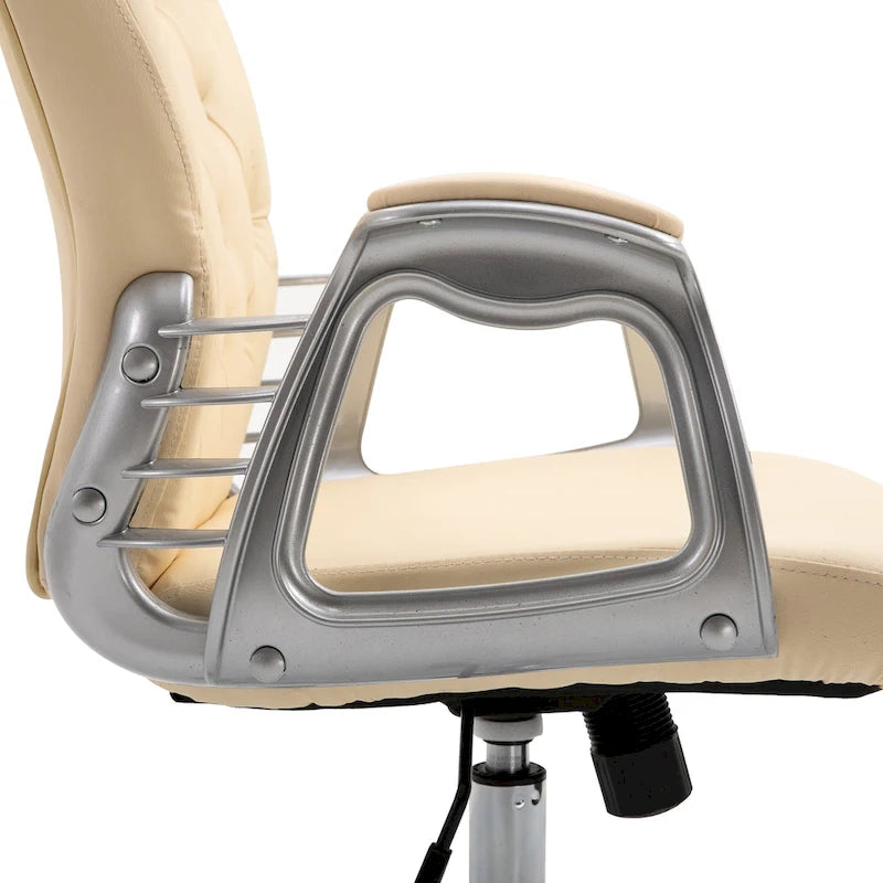 Vinsetto Chaise de Bureau en Faux Cuir, Dossier Matelassé, Roulettes Pivotantes, Chaise de Travail avec Accoudoirs Réglables en Hauteur