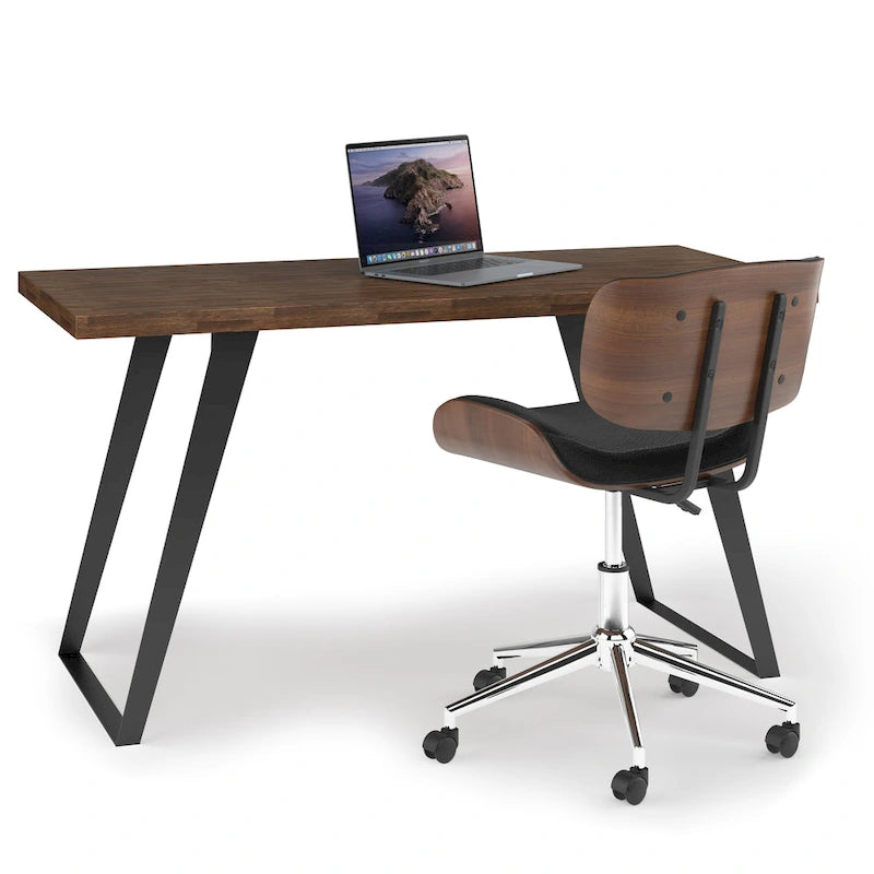 WYNDENHALL Mitchell Bureau plat moderne industriel de 137 cm de large en BOIS D'ACACIA MASSIF