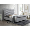 Pietro Gray Fabric Upholstered Tufted Sleigh Platform Bed