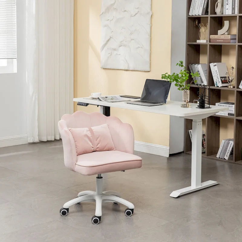Fauteuil de bureau en velours festonné Taio Porthos Home avec base en nylon