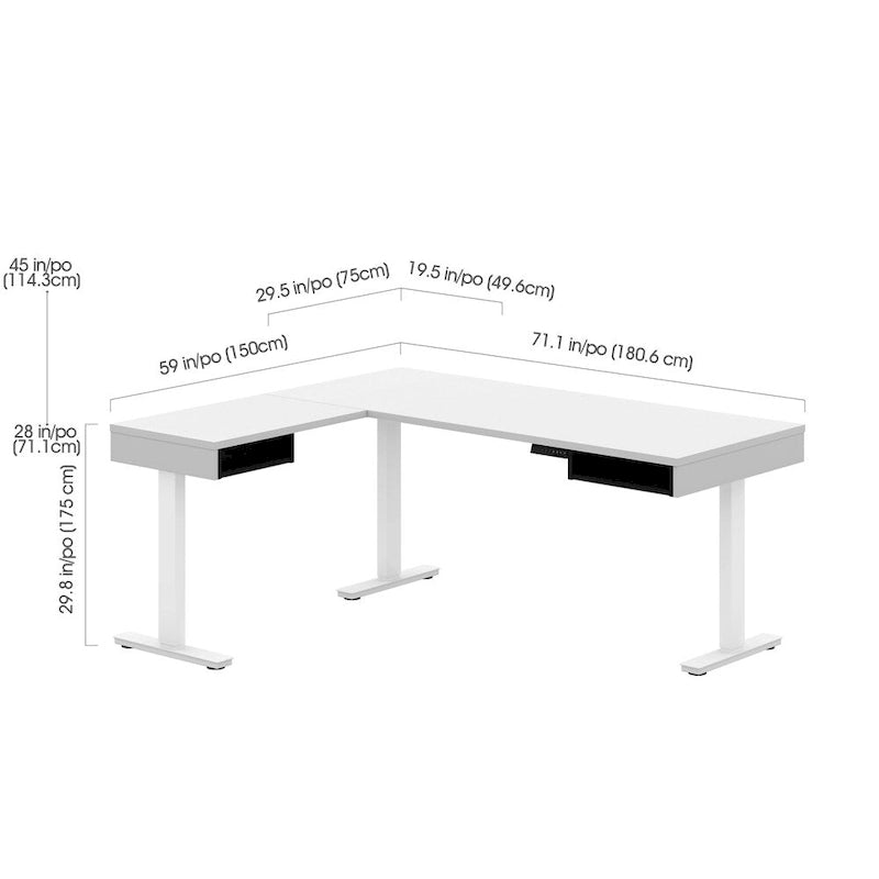 Bureau en L réglable en hauteur Bestar Pro-Vega