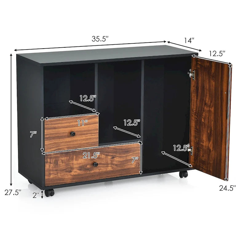 Meuble de classement mobile en bois, grande armoire de rangement, support d'imprimante