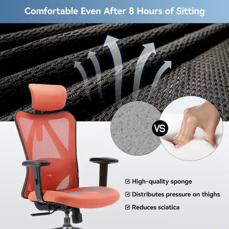 Chaise de bureau ergonomique SIHOO avec soutien lombaire réglable, Chaise de bureau dossier haut pour personnes grandes et fortes, Noir - 68*70*130