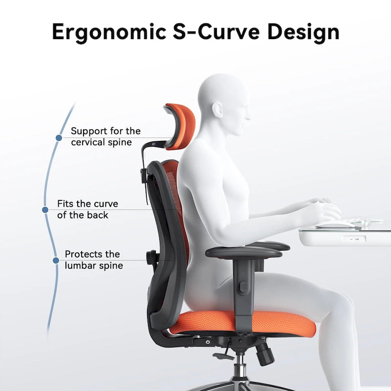 Chaise de bureau ergonomique SIHOO avec soutien lombaire réglable, Chaise de bureau dossier haut pour personnes grandes et fortes, Noir - 68*70*130
