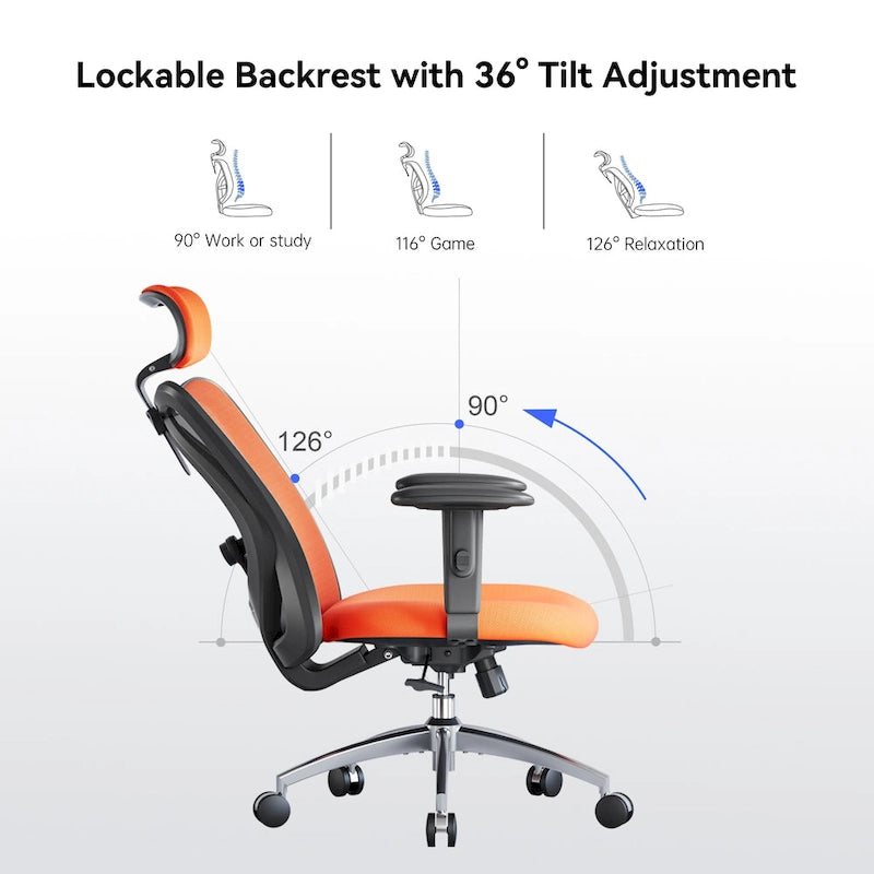 Chaise de bureau ergonomique SIHOO avec soutien lombaire réglable, Chaise de bureau dossier haut pour personnes grandes et fortes, Noir - 68*70*130
