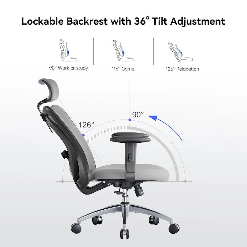 Chaise de bureau ergonomique SIHOO avec soutien lombaire réglable, Chaise de bureau dossier haut pour personnes grandes et fortes, Noir - 68*70*130