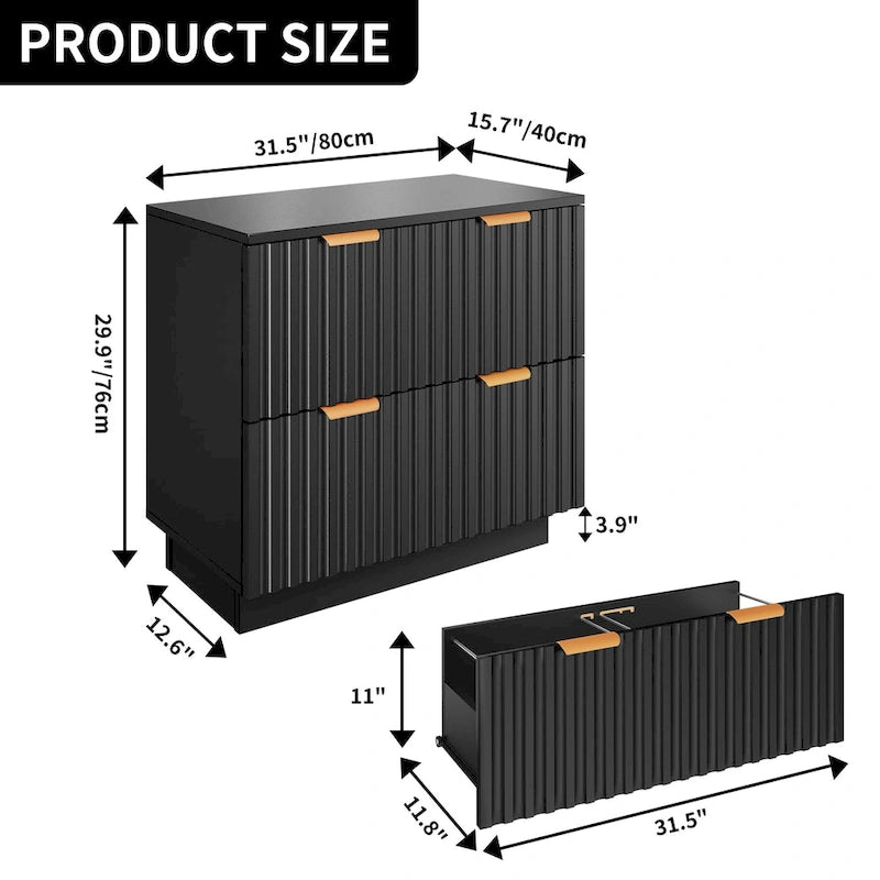 Moasis Meuble de Classement à 2 Tiroirs avec Éclairage LED Meuble de Rangement Latéral pour Bureau à Domicile