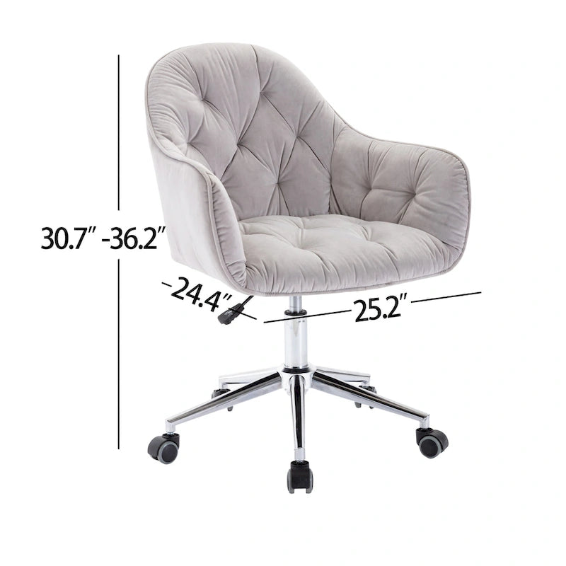 Chaise de bureau pivotante réglable en velours tufté Corvus Hernals