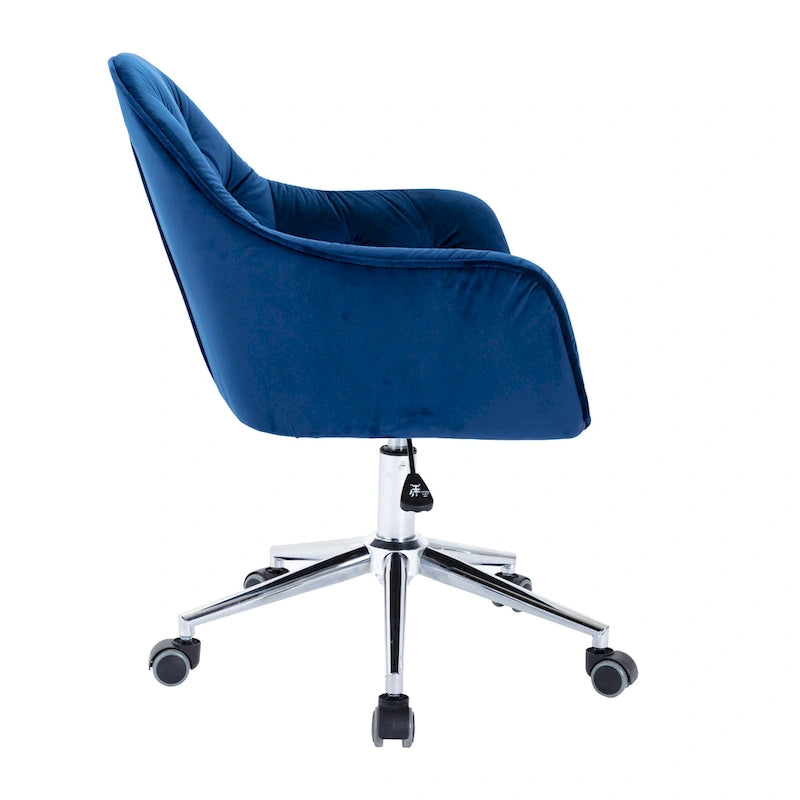 Chaise de bureau pivotante réglable en velours tufté Corvus Hernals