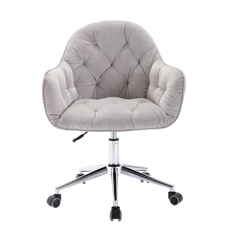 Chaise de bureau pivotante réglable en velours tufté Corvus Hernals