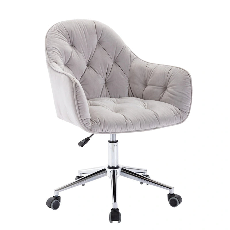 Chaise de bureau pivotante réglable en velours tufté Corvus Hernals
