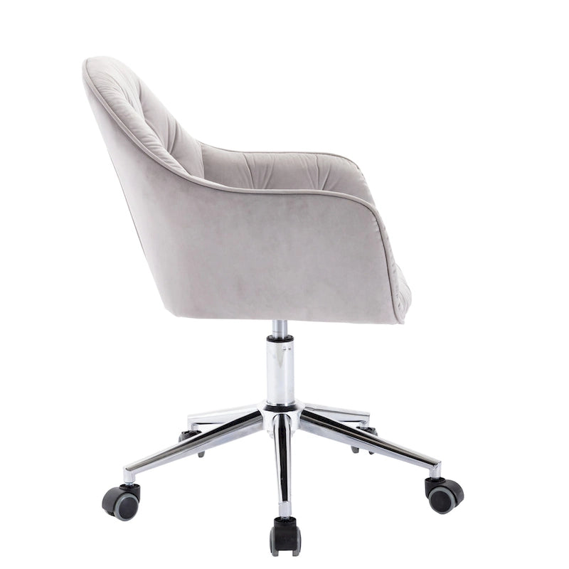Chaise de bureau pivotante réglable en velours tufté Corvus Hernals