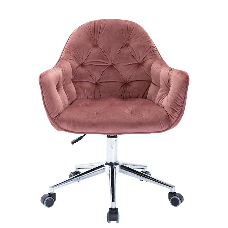 Chaise de bureau pivotante réglable en velours tufté Corvus Hernals