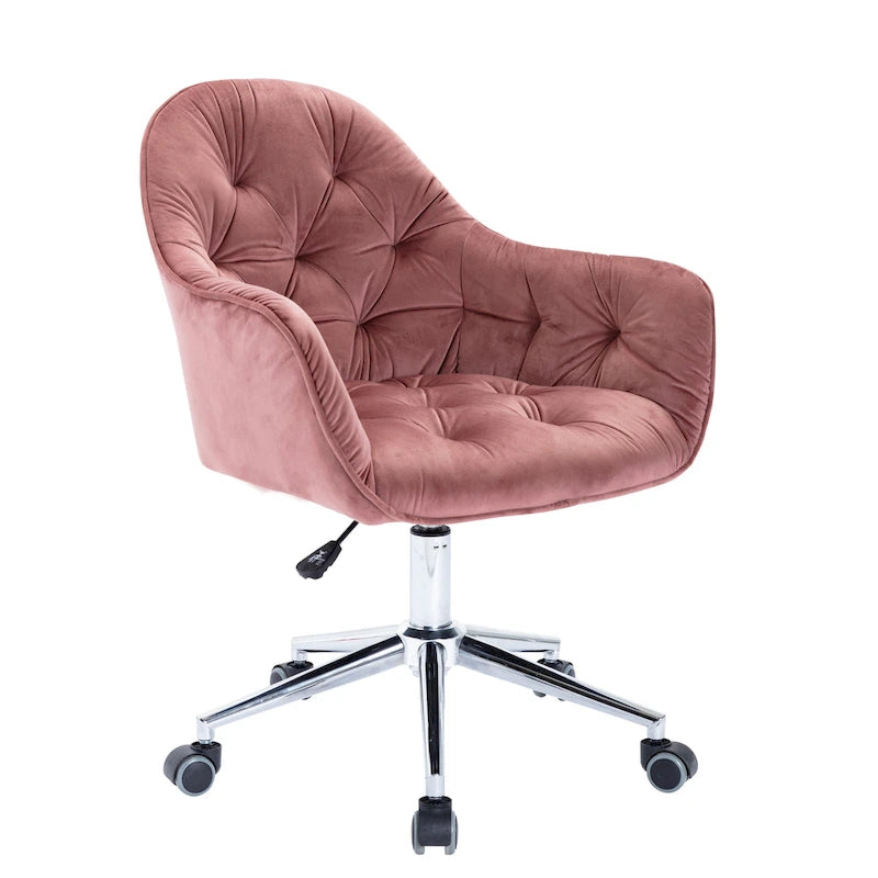 Chaise de bureau pivotante réglable en velours tufté Corvus Hernals