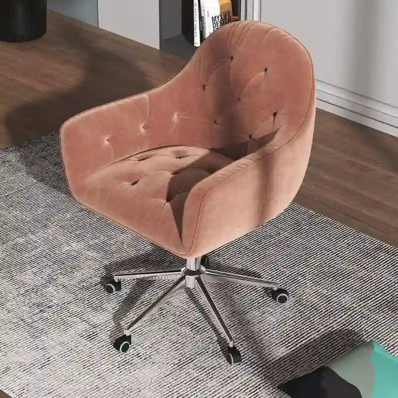 Chaise de bureau pivotante réglable en velours tufté Corvus Hernals