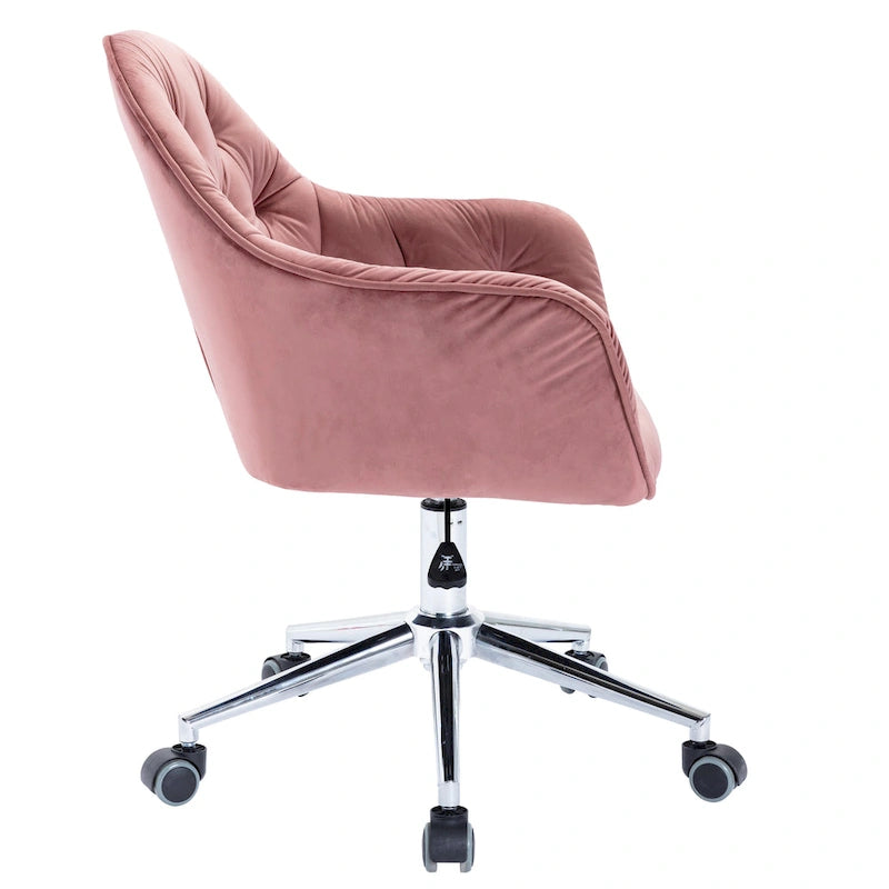 Chaise de bureau pivotante réglable en velours tufté Corvus Hernals