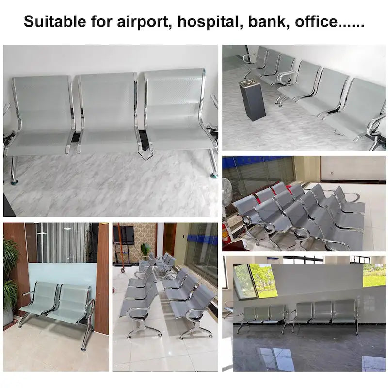 Kinbor Siège d'attente 3 places pour aéroport, banque, salon de coiffure, banc, chaise visiteur