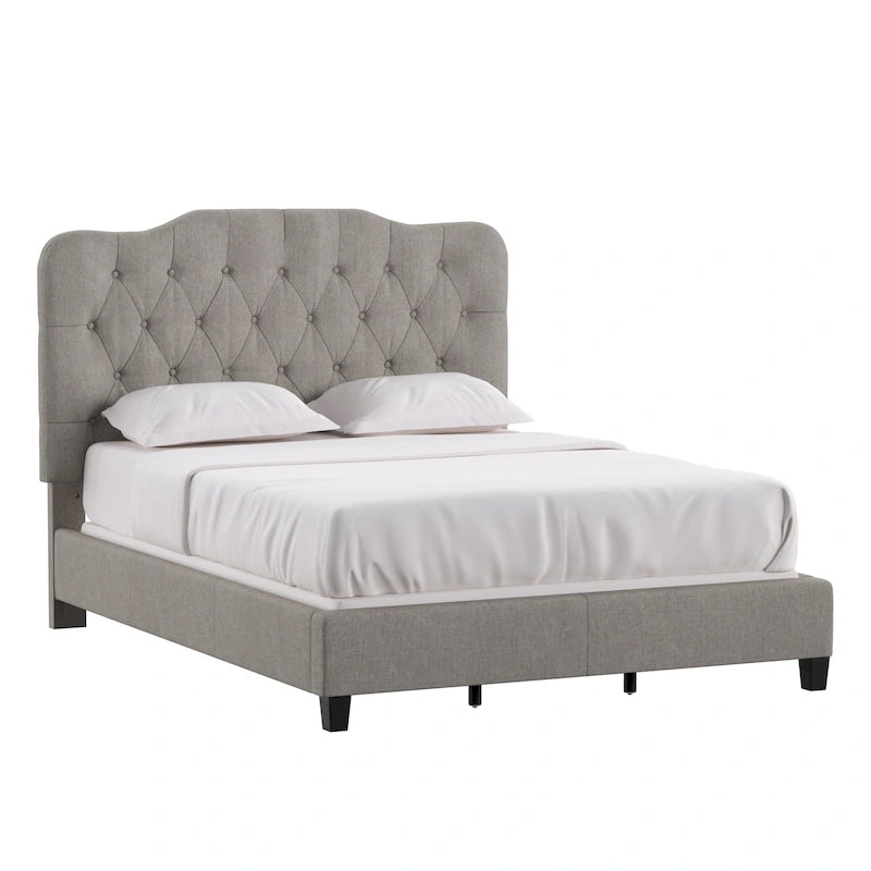 Lit Ginny de style classique en forme de dos-d'âne avec matelassage capitonné en losanges et diamants, par iNSPIRE Q