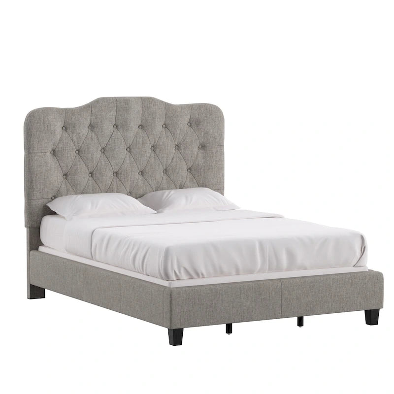 Lit Ginny de style classique en forme de dos-d'âne avec matelassage capitonné en losanges et diamants, par iNSPIRE Q