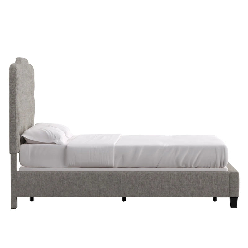 Lit Ginny de style classique en forme de dos-d'âne avec matelassage capitonné en losanges et diamants, par iNSPIRE Q