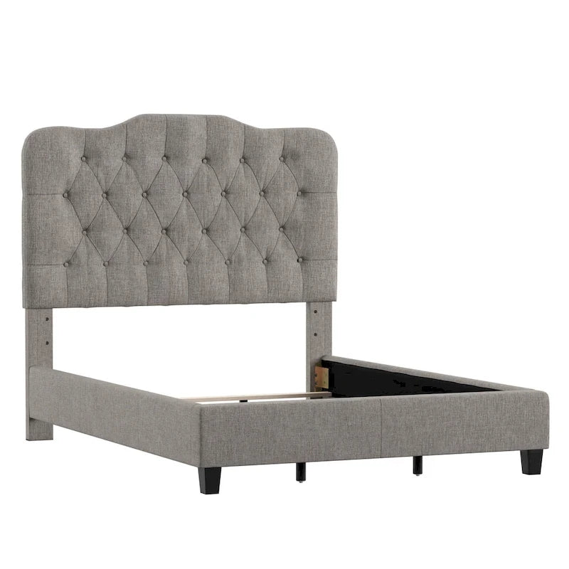 Lit Ginny de style classique en forme de dos-d'âne avec matelassage capitonné en losanges et diamants, par iNSPIRE Q