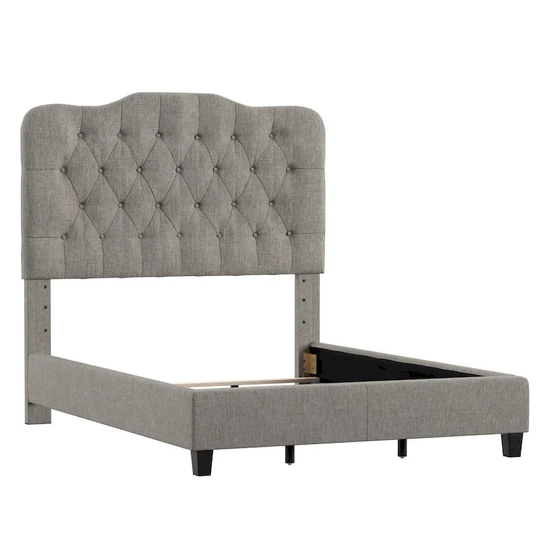Lit Ginny de style classique en forme de dos-d'âne avec matelassage capitonné en losanges et diamants, par iNSPIRE Q