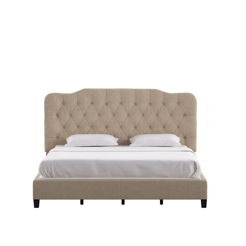 Lit Ginny de style classique en forme de dos-d'âne avec matelassage capitonné en losanges et diamants, par iNSPIRE Q