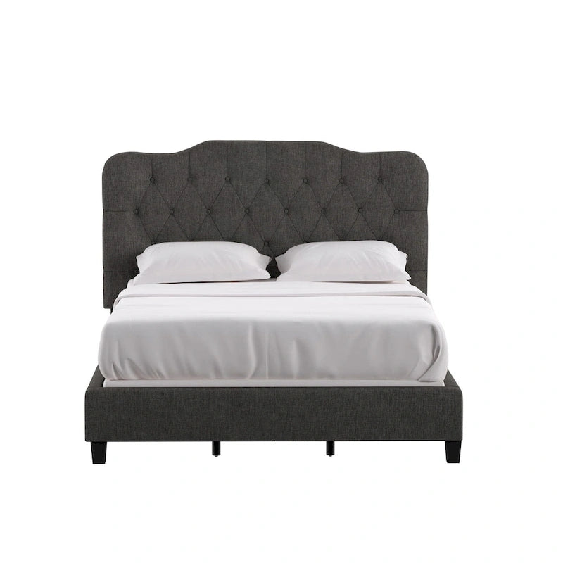 Lit Ginny de style classique en forme de dos-d'âne avec matelassage capitonné en losanges et diamants, par iNSPIRE Q