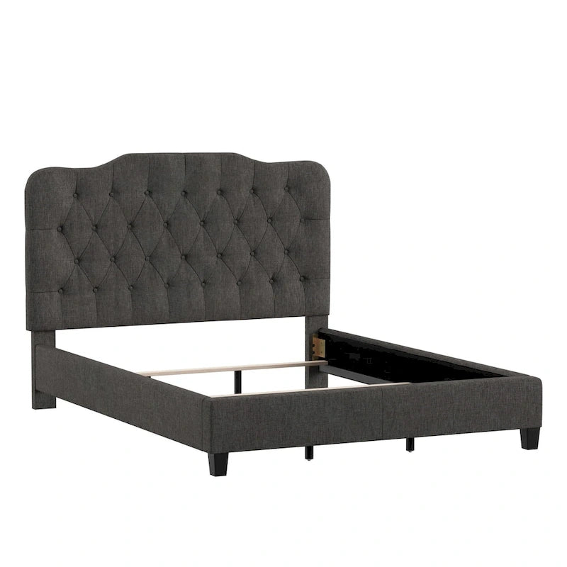 Lit Ginny de style classique en forme de dos-d'âne avec matelassage capitonné en losanges et diamants, par iNSPIRE Q