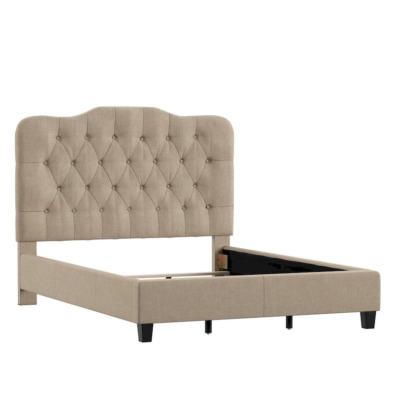 Lit Ginny de style classique en forme de dos-d'âne avec matelassage capitonné en losanges et diamants, par iNSPIRE Q
