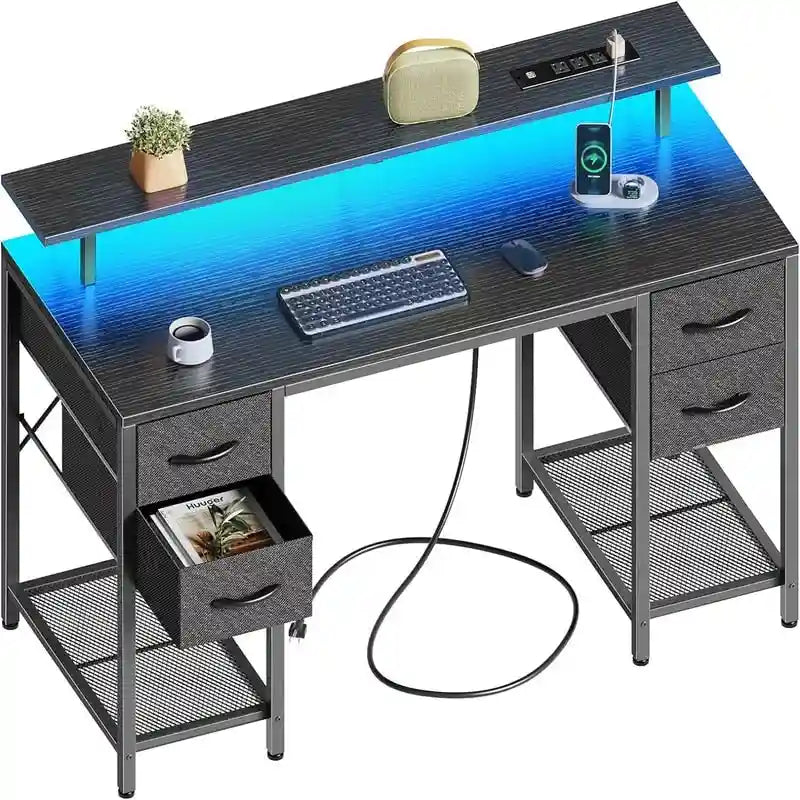 Bureau informatique de 119 cm avec 4 tiroirs