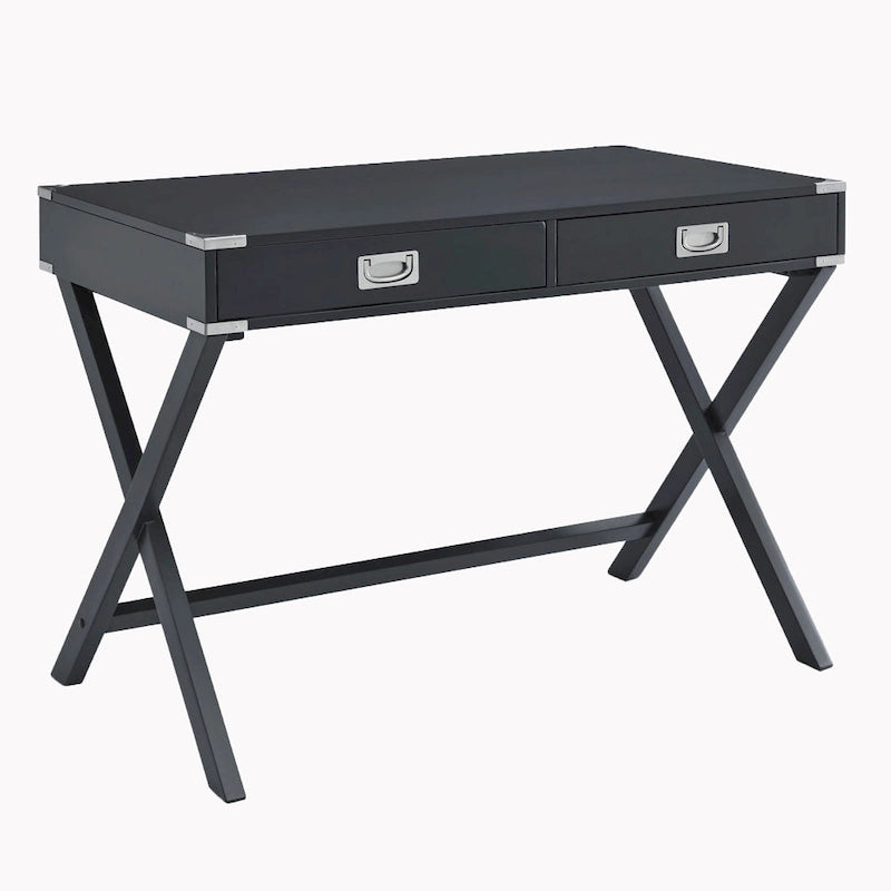 Bureau d'ordinateur en bois massif avec tiroirs