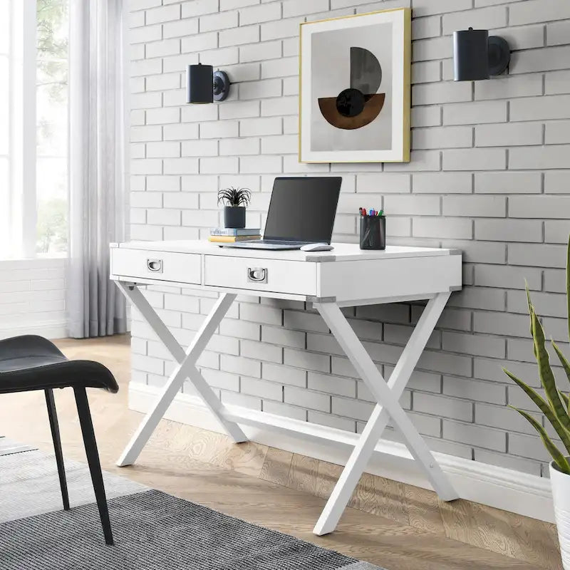 Bureau d'ordinateur en bois massif avec tiroirs