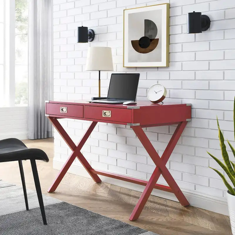 Bureau d'ordinateur en bois massif avec tiroirs