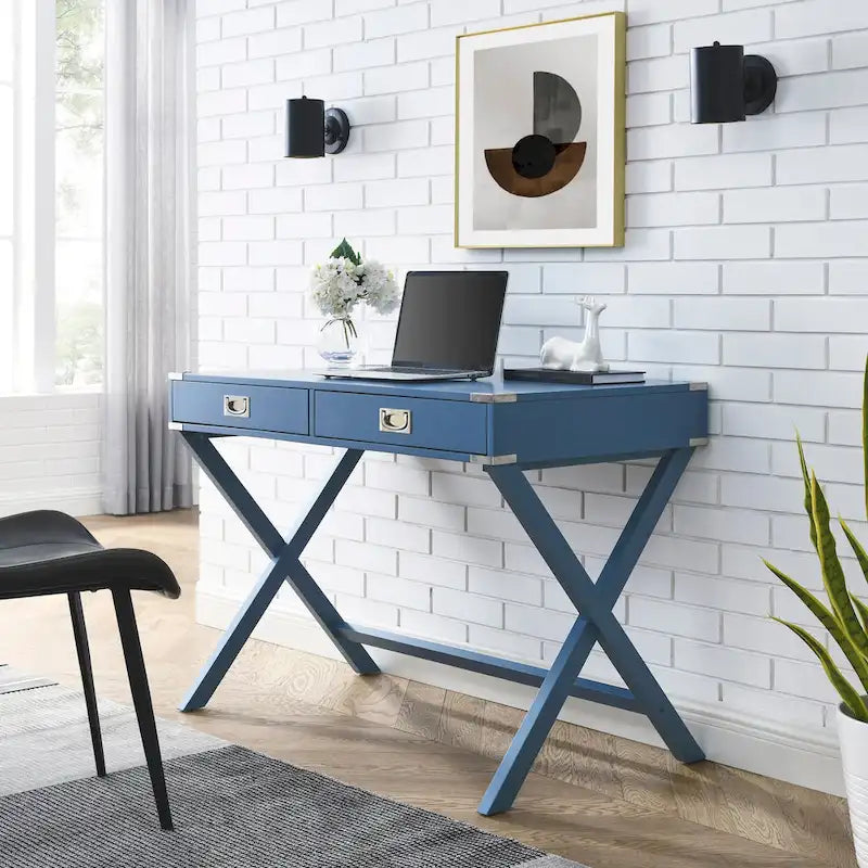 Bureau d'ordinateur en bois massif avec tiroirs