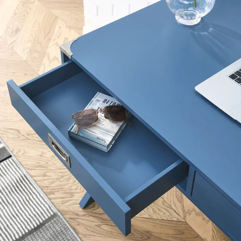 Bureau d'ordinateur en bois massif avec tiroirs