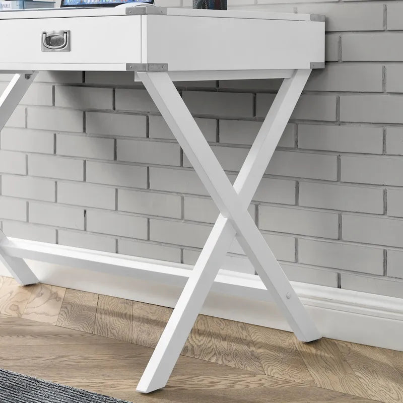 Bureau d'ordinateur en bois massif avec tiroirs