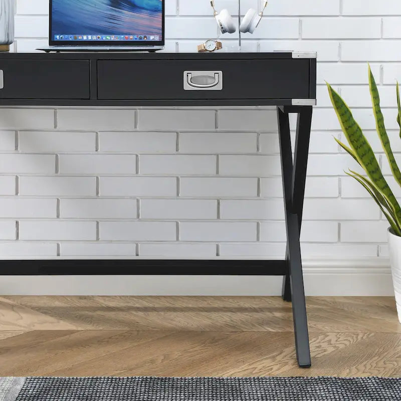 Bureau d'ordinateur en bois massif avec tiroirs