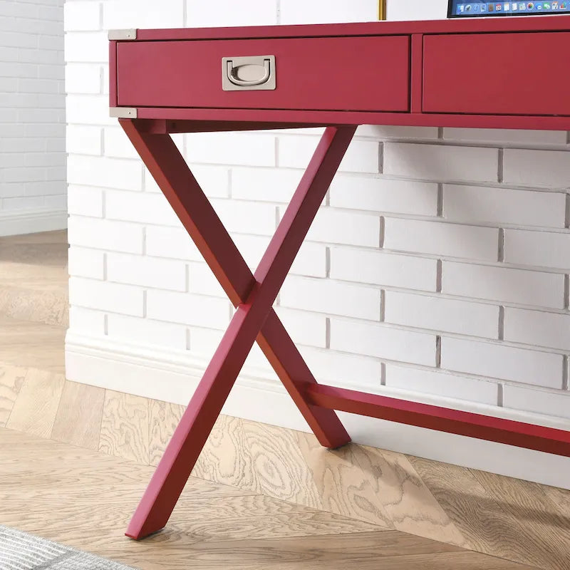 Bureau d'ordinateur en bois massif avec tiroirs