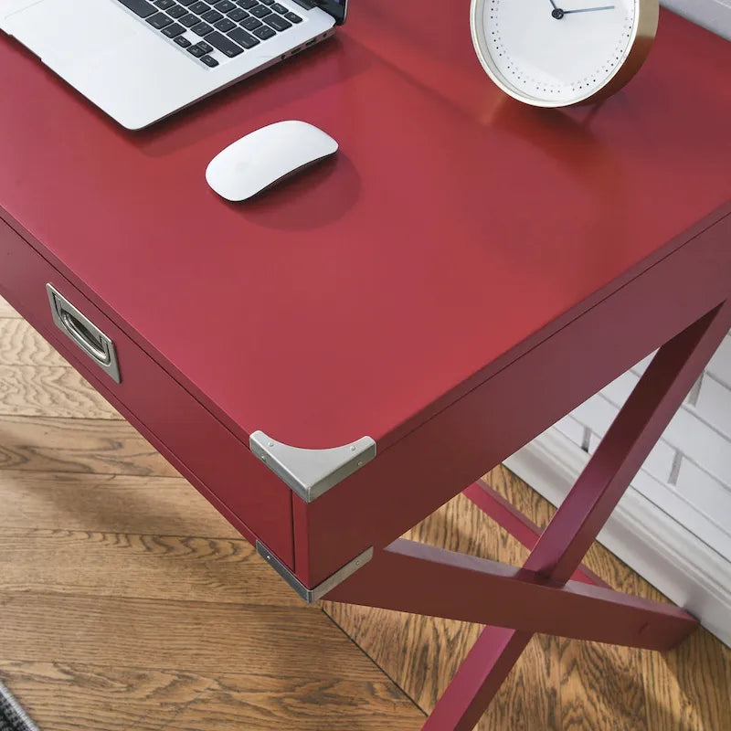 Bureau d'ordinateur en bois massif avec tiroirs