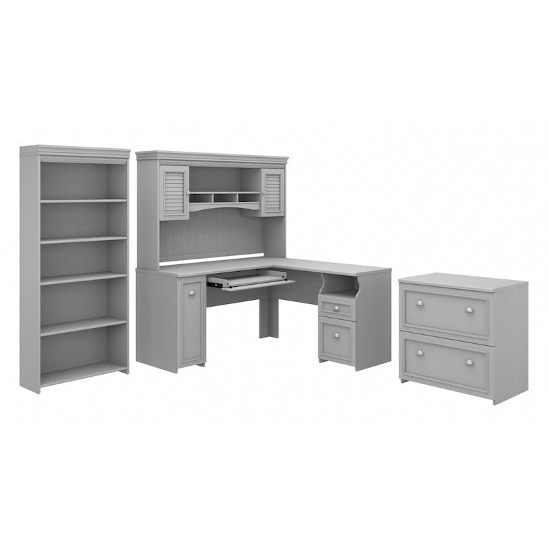 Bureau 60W Fairview avec huche, armoire et bibliothèque de Bush Furniture