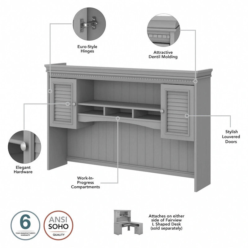 Bureau 60W Fairview avec huche, armoire et bibliothèque de Bush Furniture