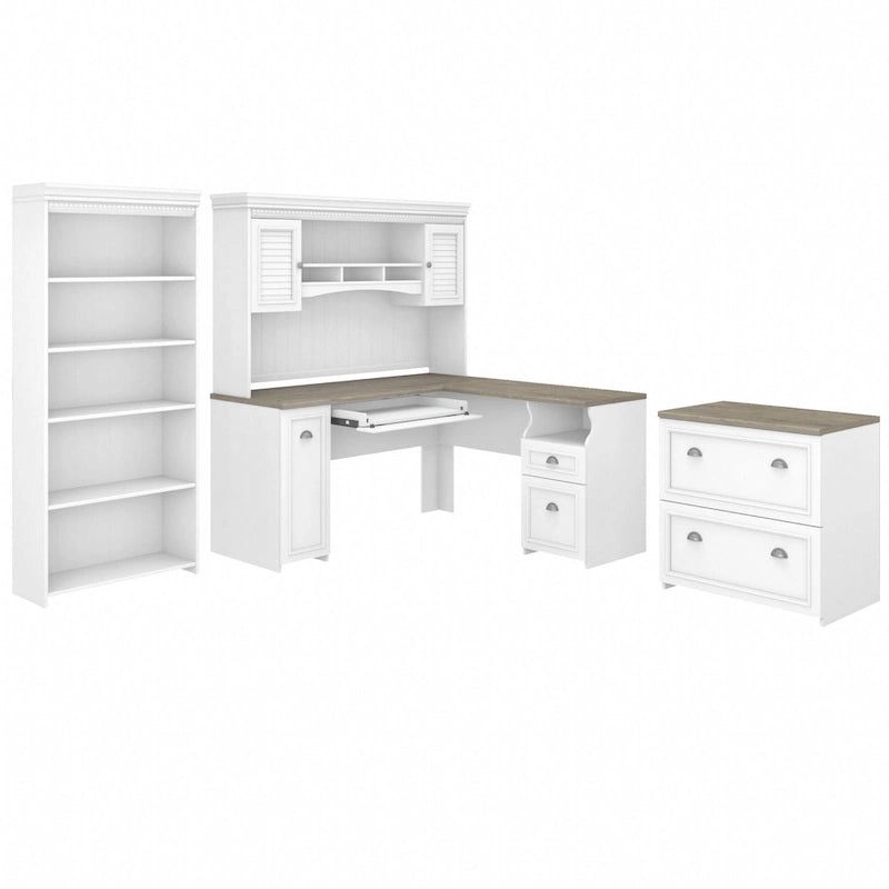 Bureau 60W Fairview avec huche, armoire et bibliothèque de Bush Furniture